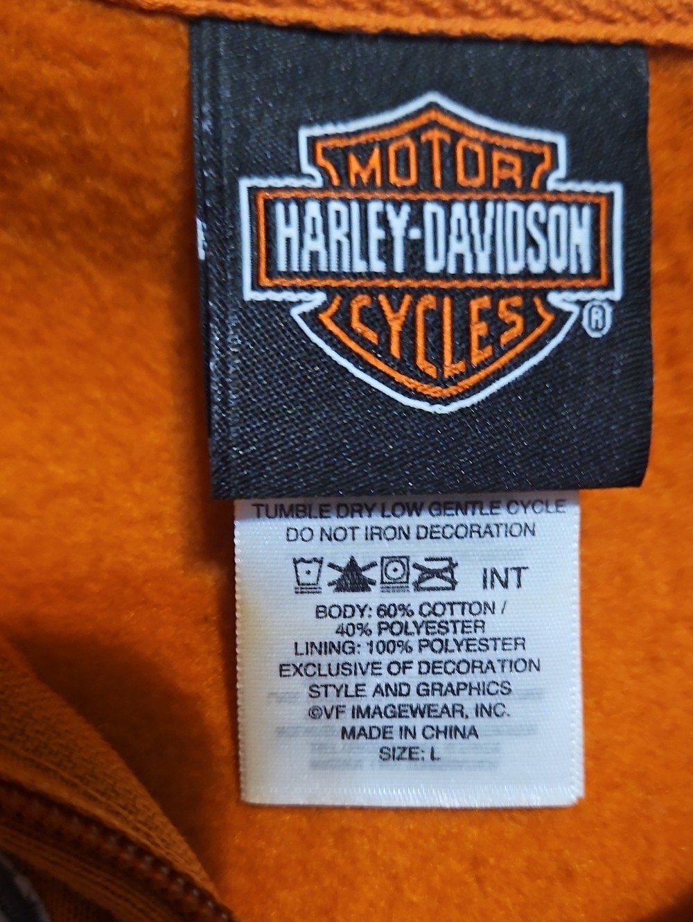 Harley-Davidson Rust Orange Sherpa-Trimmed Zip Hoodie Jacket - Picture 5 of 7